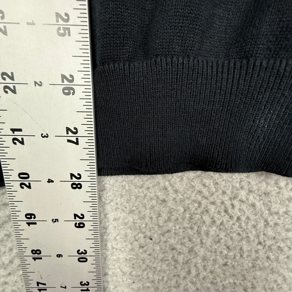 Paul Fredrick Mens Black‎ Quarter Zip Long Sleeve Polo Sweater Striped Trim Sz M